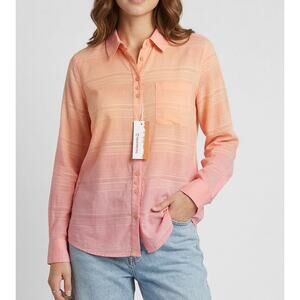 Merrell Sherbet Womens Small Peach Orange NEW Button Front Shirt